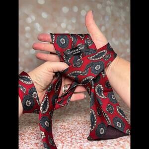 Christian DIOR Monsieur Red Blue Paisley Men’s Neck‎ Tie Made In USA
